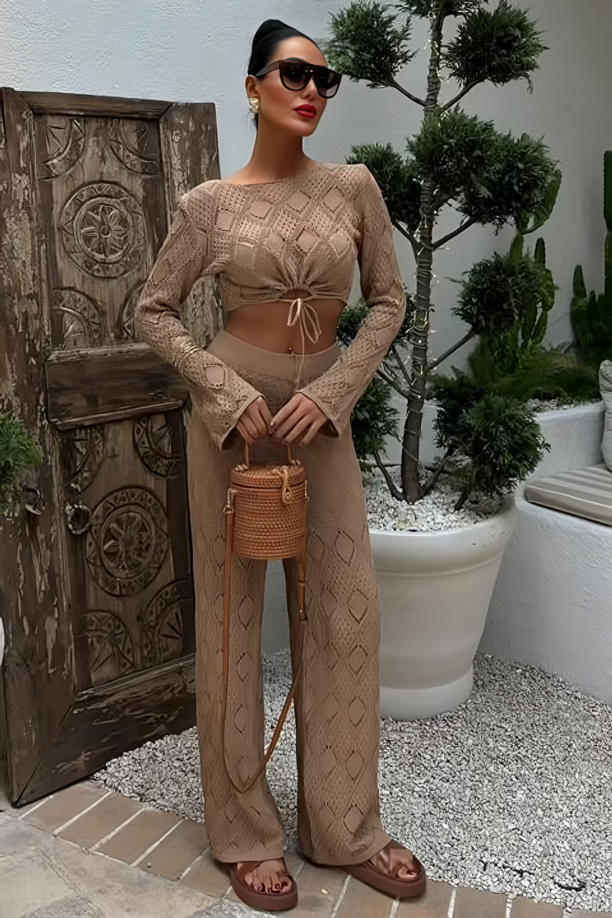 Summer Blouse & Pants Set Selene Mocha