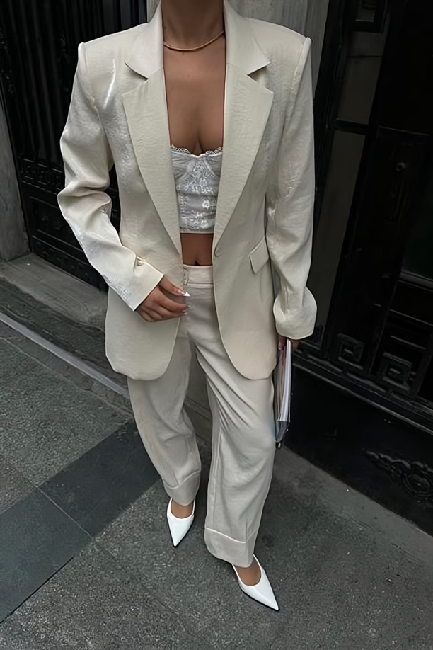 Shimmering Fabric Suit Vesper Ecru