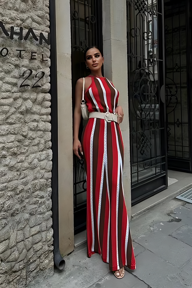 Stripes Dress Scarlet