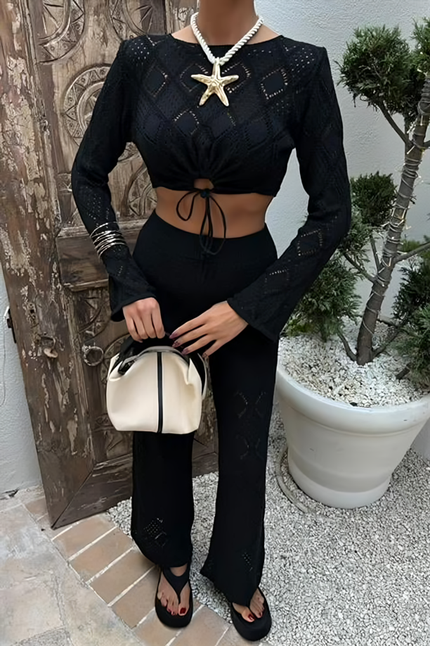 Summer Blouse & Pants Set Selene Black