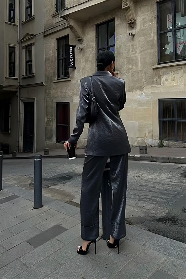 Shimmering Fabric Suit Vesper Gray